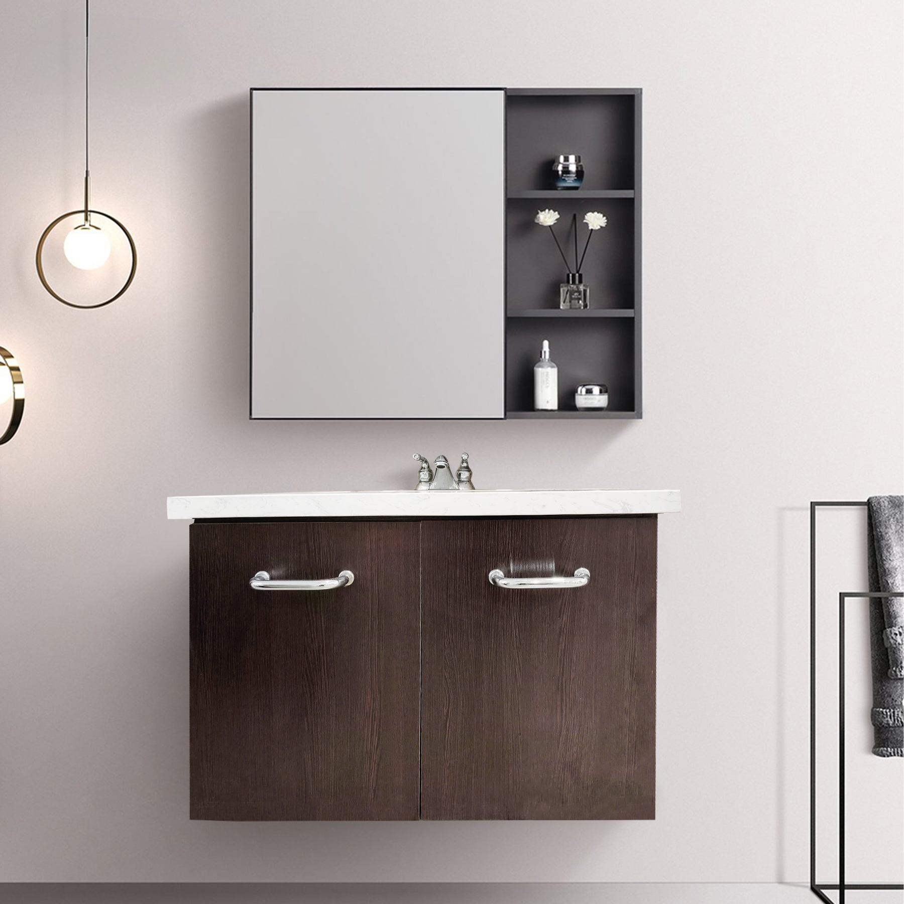 Bộ tủ lavabo gỗ ATMOR (cửa mở)