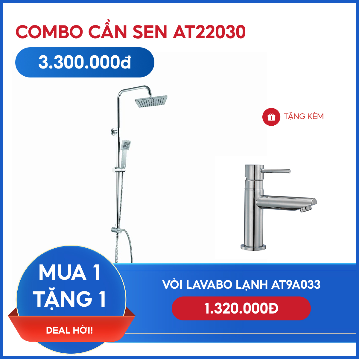 Combo Cần Sen AT22030 + Vòi Lavabo Lạnh AT9A033