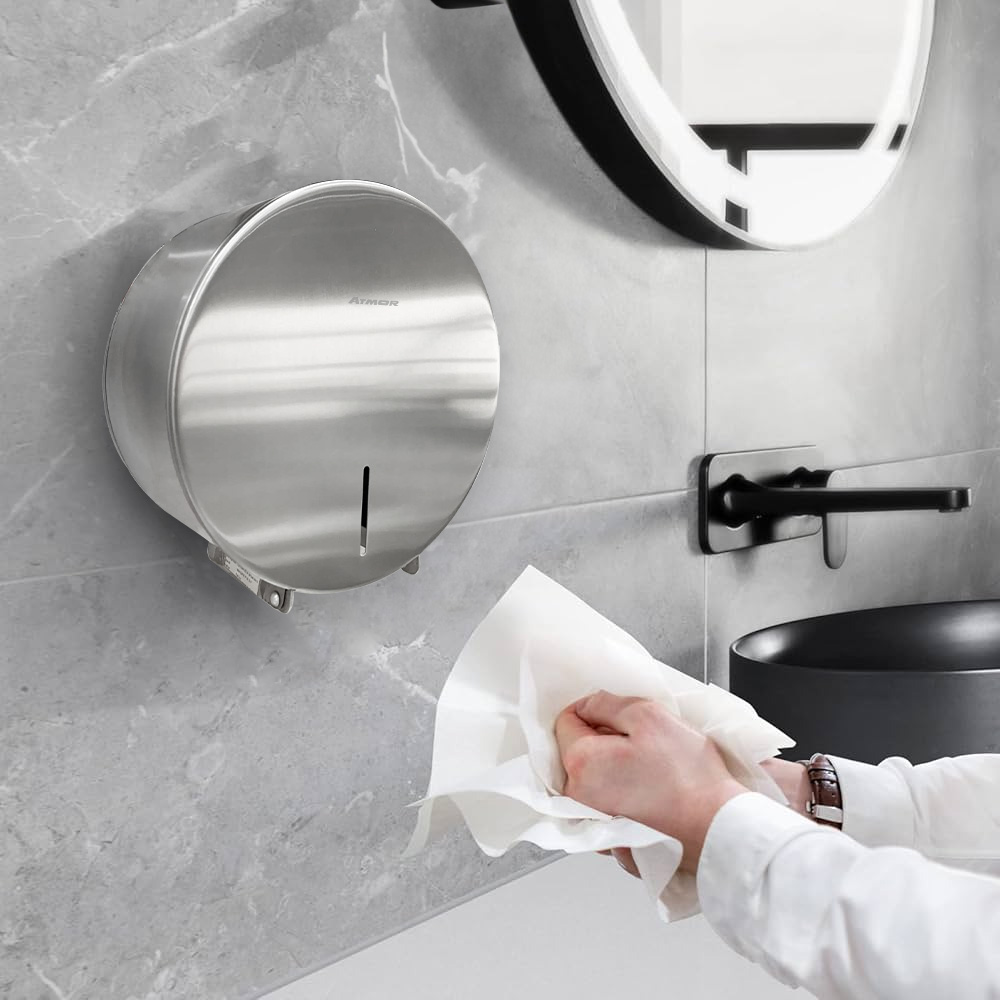 Hộp đựng giấy vệ sinh cuộn lớn inox ATMOR TD-8300