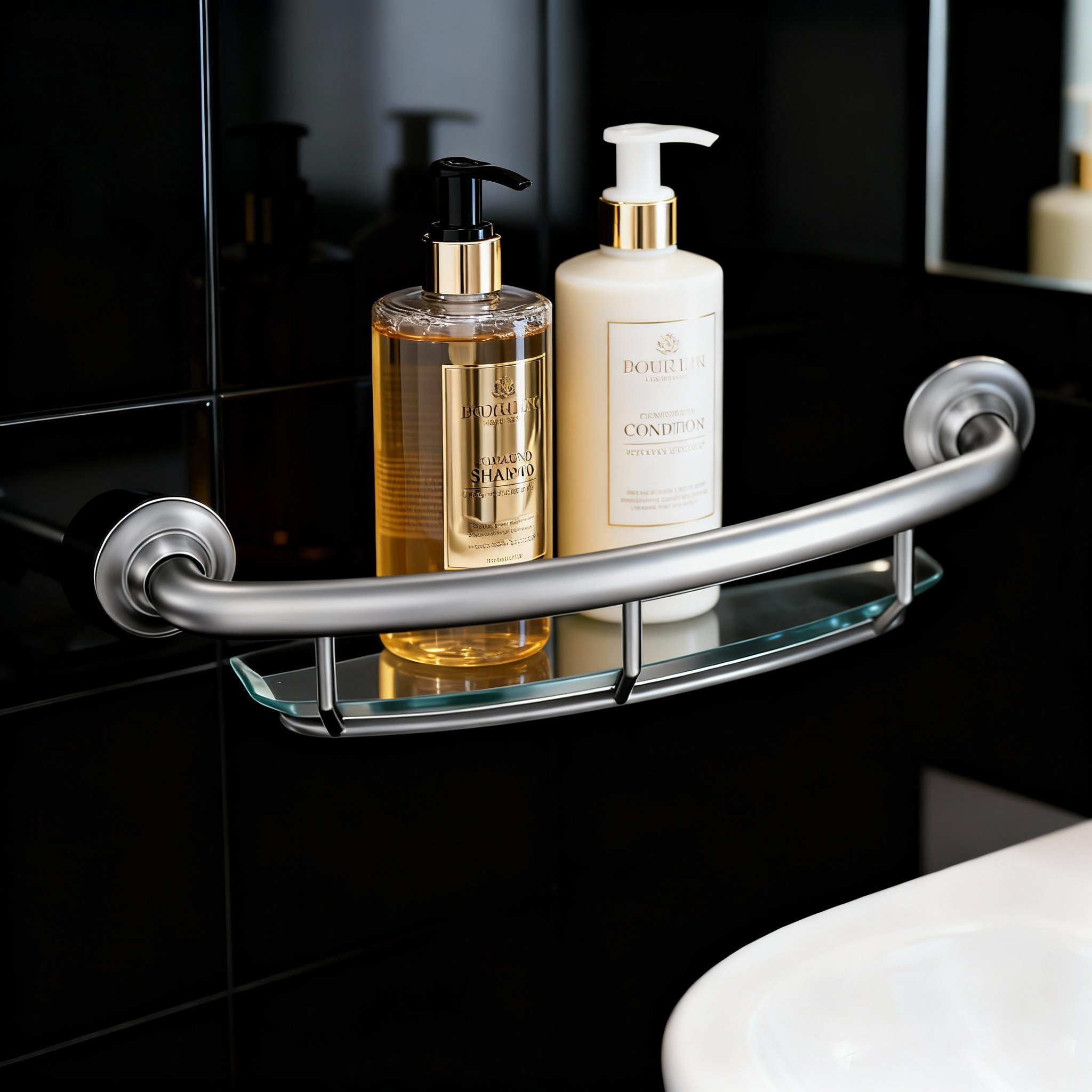 Tay vịn nhà vệ sinh cho người già có kệ inox MOEN LR2356DCH