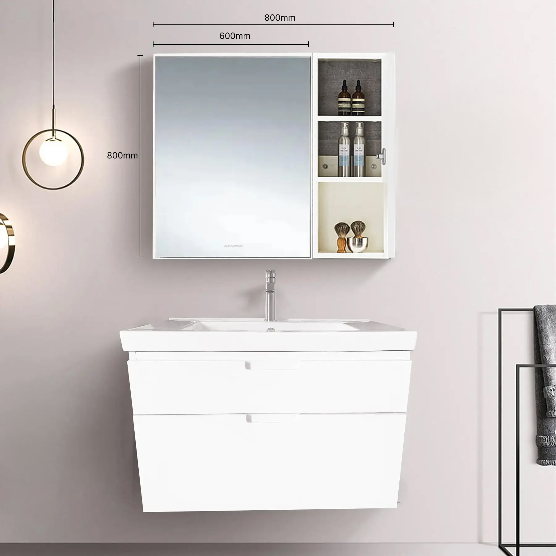 Bộ tủ lavabo gỗ BOLT ATMOR (hộc kéo) - Phiên bản 2