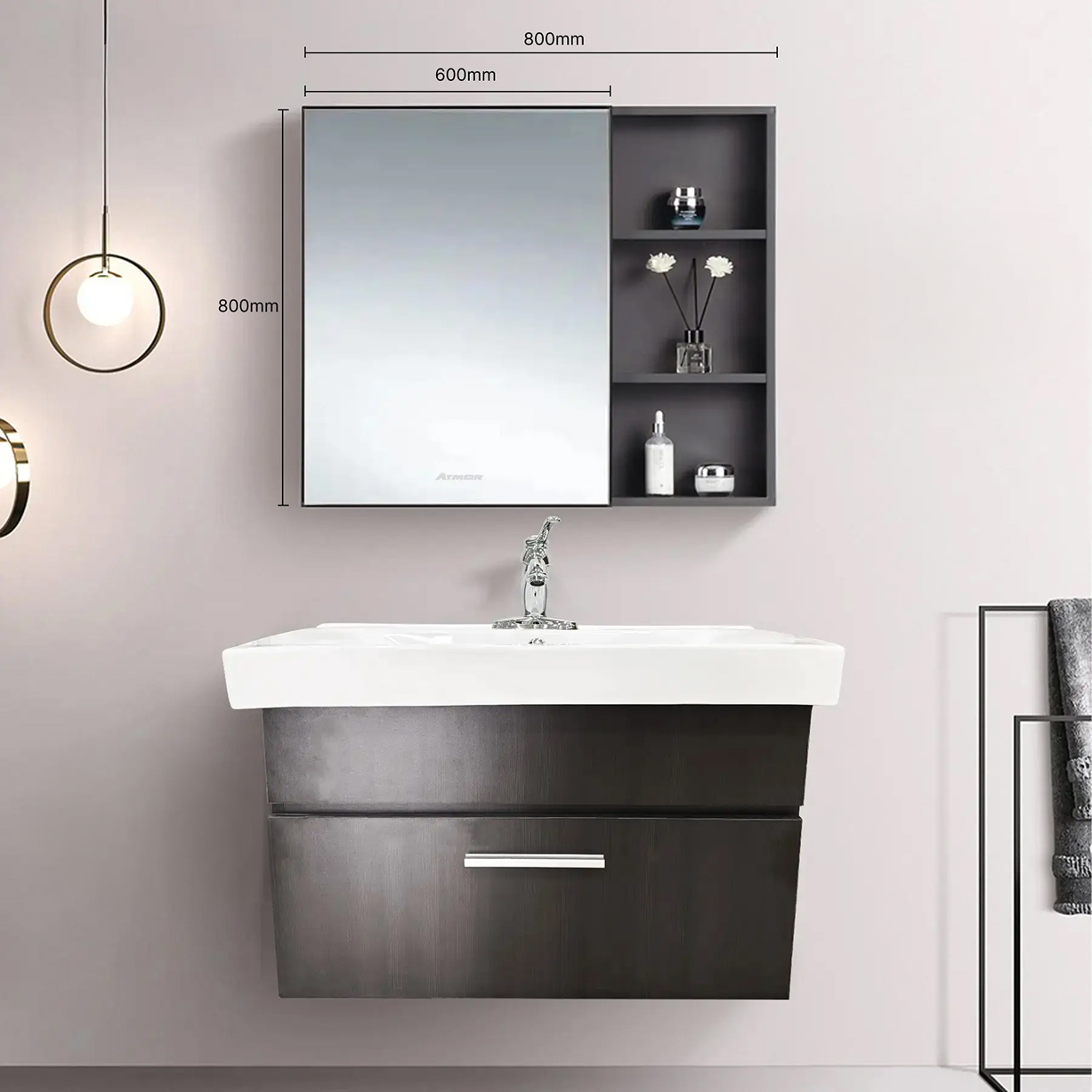 Bộ tủ lavabo gỗ ATMOR (Hộc Kéo) - Phiên bản 2