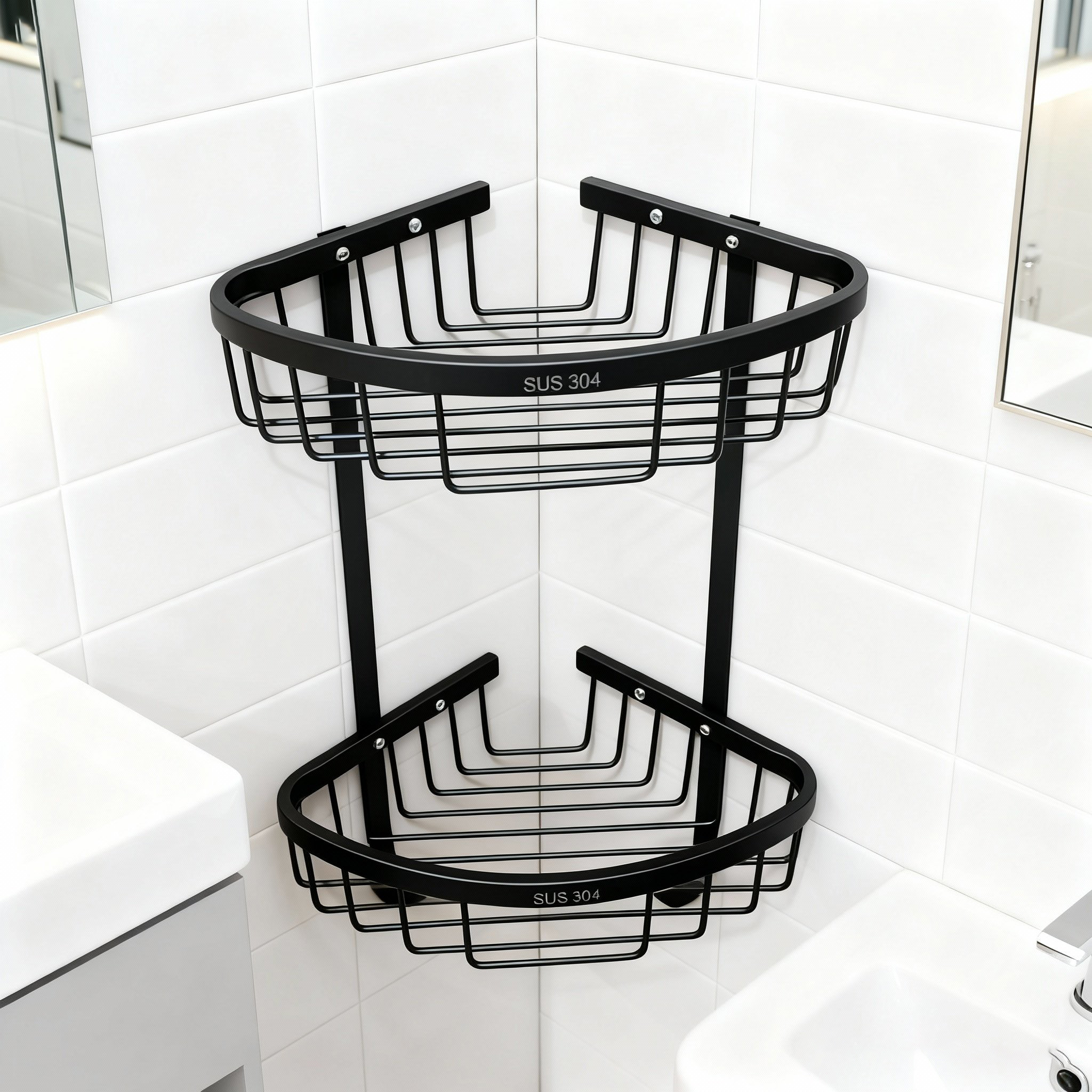 Kệ góc tường Inox 2 tầng Atmor AT60321-MB