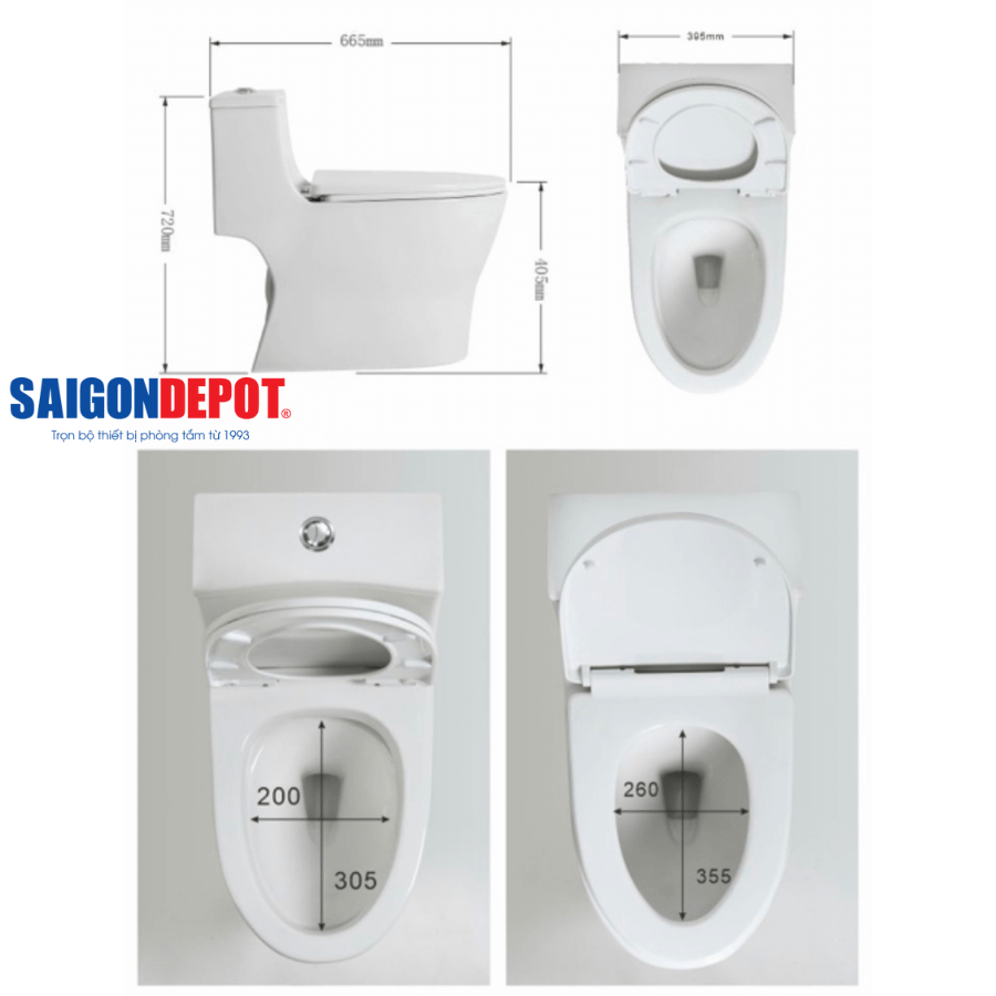 Chi tiết Bàn cầu 1 khối AT8867