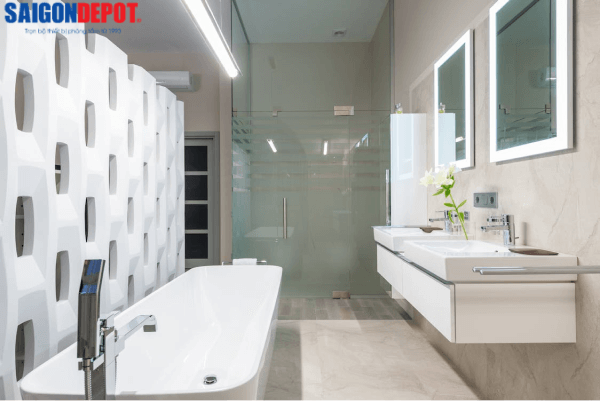 Vách kính phòng tắm cho không gian sống hiện đại